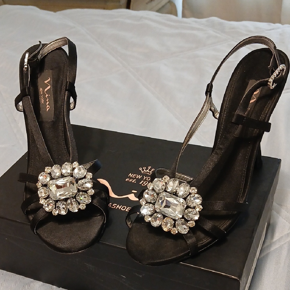NINA Elegant Black Crystal Heels